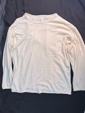 Cream Long Sleeve Lightweight Top Cotton